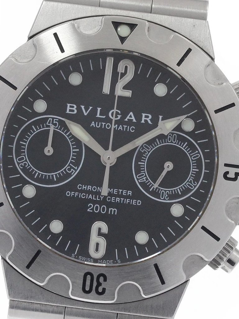 Bvlgari Diagono Scuba Scb38s Chronograph Black Dial Automatic Mens Watch961880